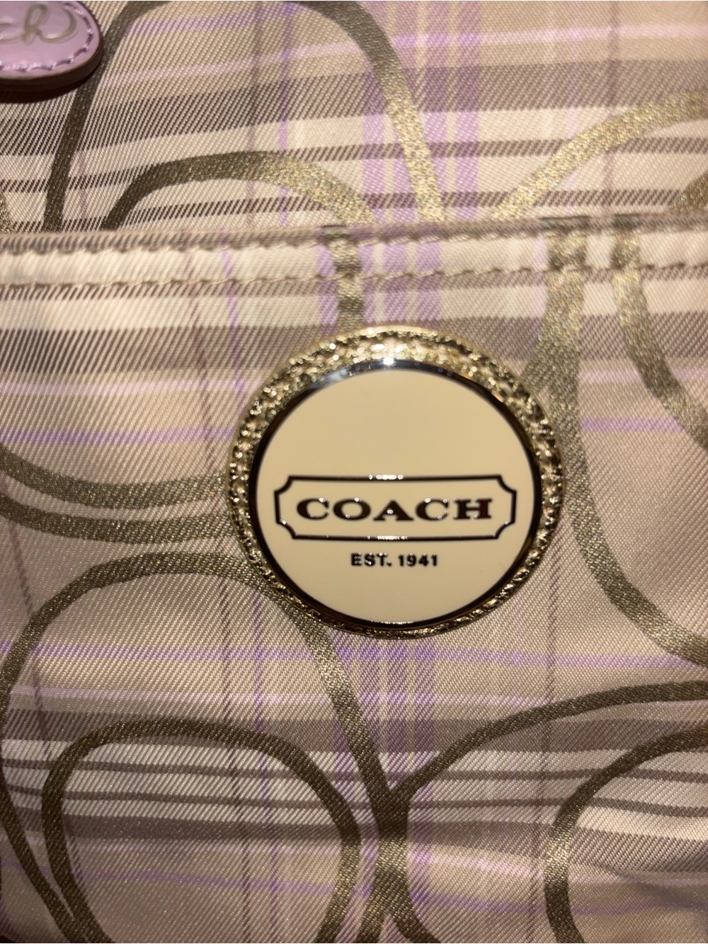 Coach F17137 Signature Tote in Pale Pink with Metallic Gold Trim - Picture 7 of 17